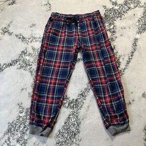 Aerie Pants Womens Size Large Navy Red Plaid Flannel Pajama Lounge Jogger